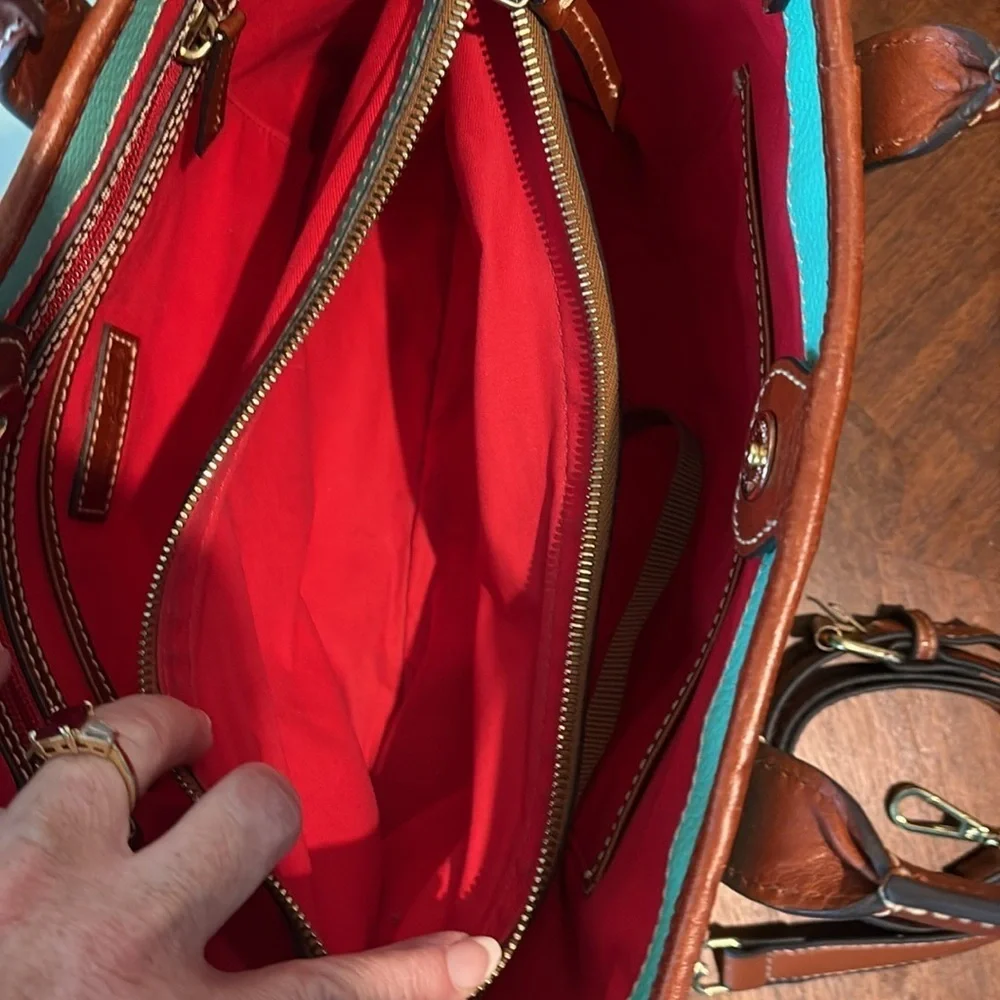 Dooney Bourke Bright mint satchel Crossbody /Shoulder bag Leather/brown trim